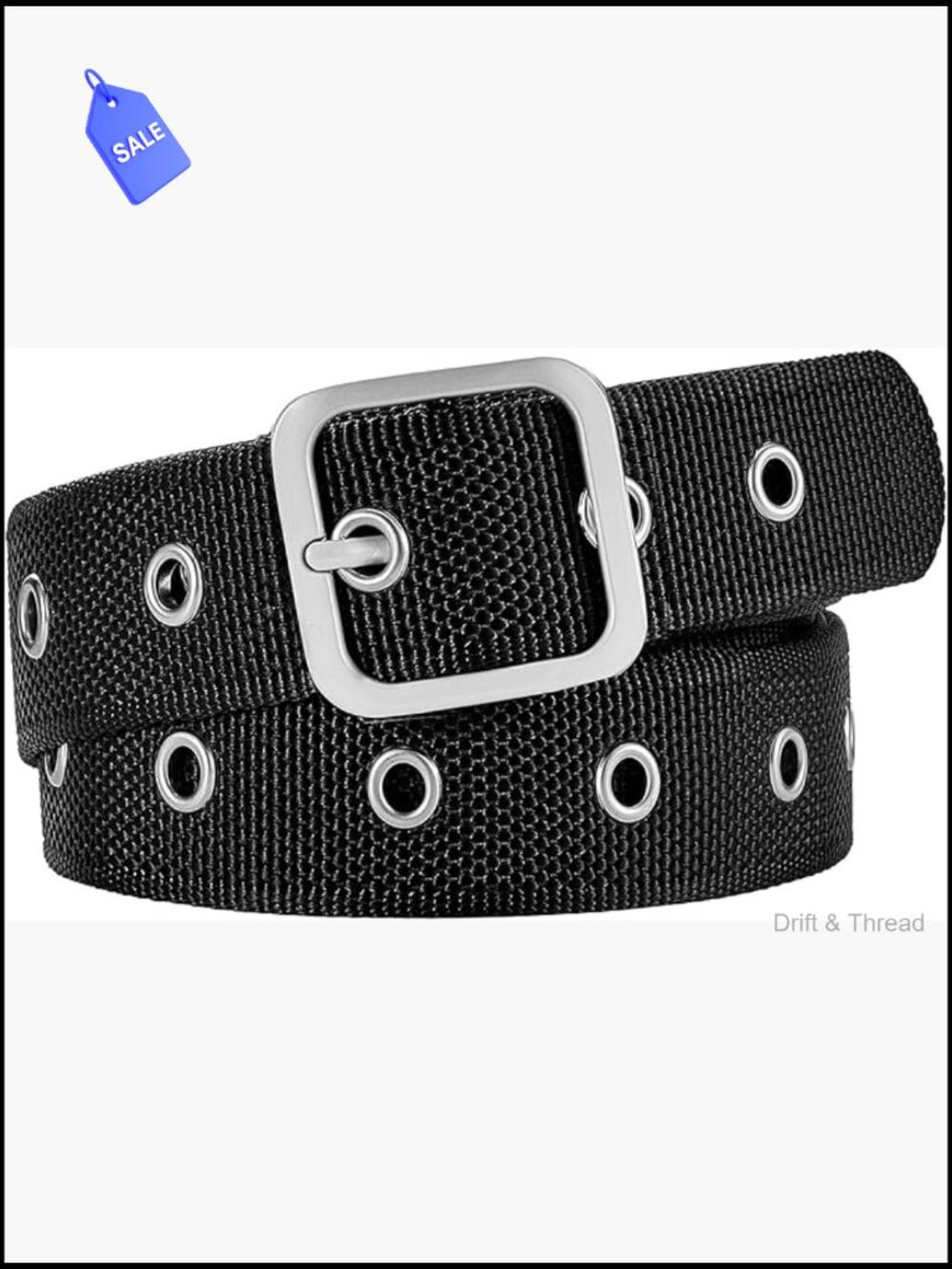 Plus Size Nylon Grommet Belt 39-63" Black Adjustable Wide Belt